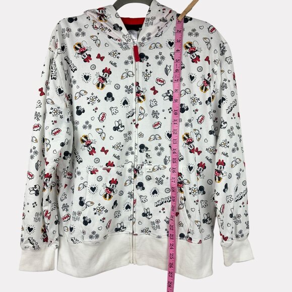 Disney Minnie Mouse Icons Full Zip Hoodie Womens Large White Black Red Hooded - Picture 4 of 11